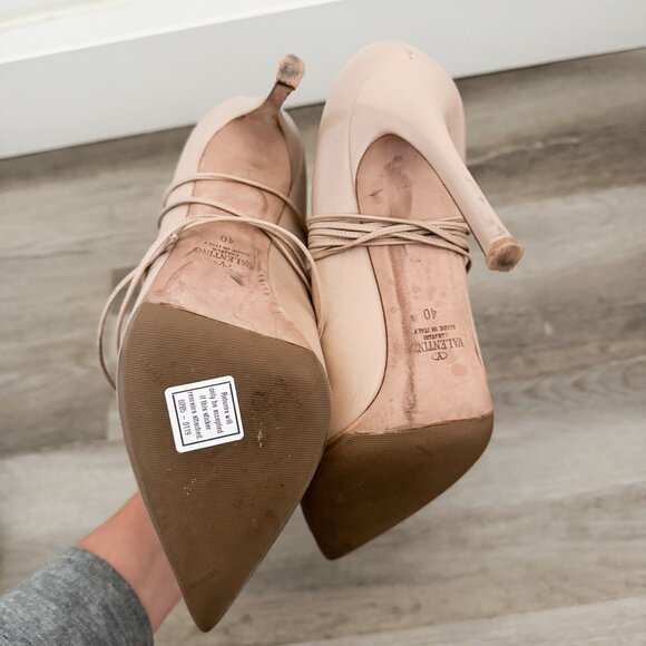 Valentino Garavani Nude Rockstud Strappy Lace Up Pump Heels 40 - Picture 5 of 7